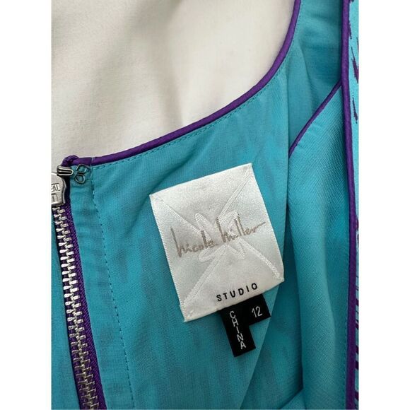 NWT Nicole Miller Blue PurpleStudio Cocktail Dress Size 12 - Picture 5 of 7